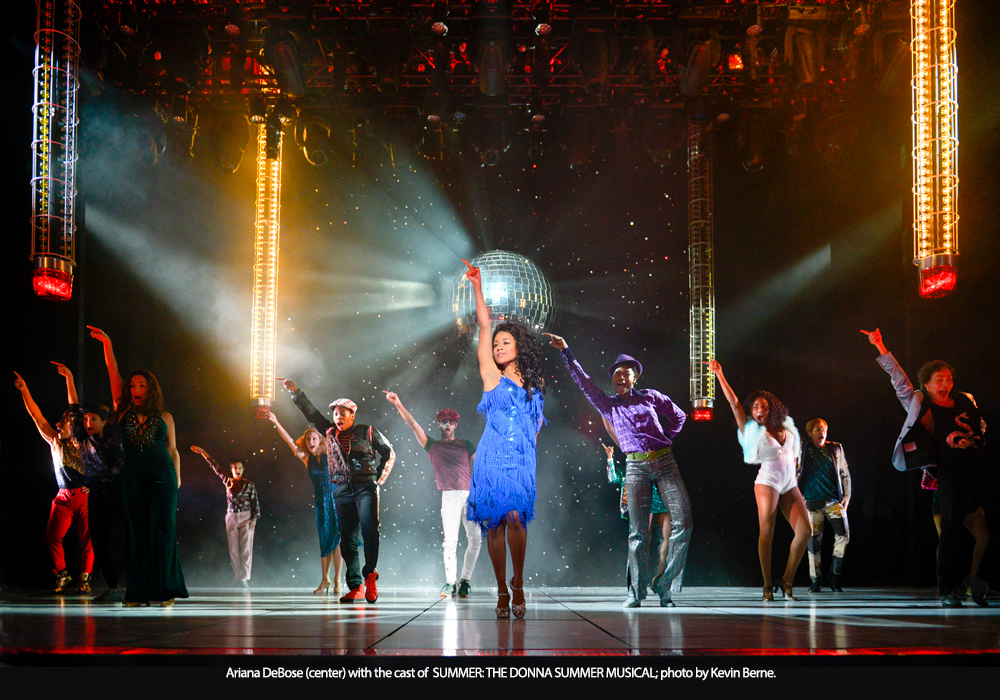 Ariana DeBose with the cast of SUMMER: THE DONNA SUMMER MUSICAL; photo by Kevin Berne.