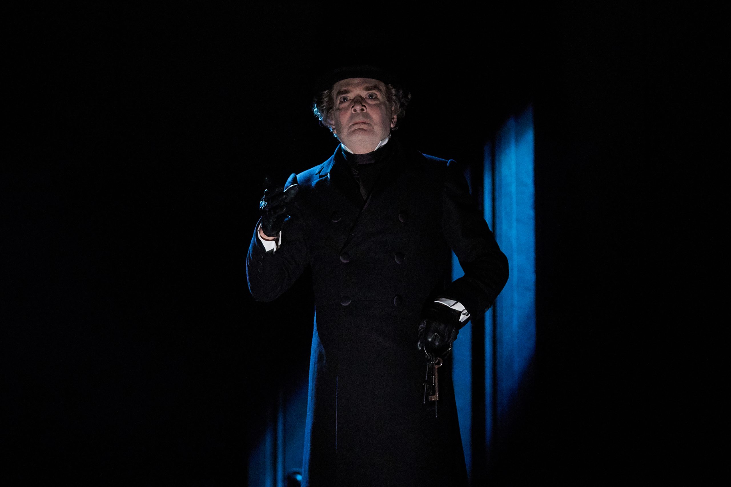 Tony Award winner Jefferson Mays in Charles Dickens’ A CHRISTMAS CAROL, directed by Michael Arden, adapted by Mays, Susan Lyons, and Arden, and conceived by Arden and Tony Award nominee Dane Laffrey, streaming November 28 – January 3; photo by Chris Whitaker.