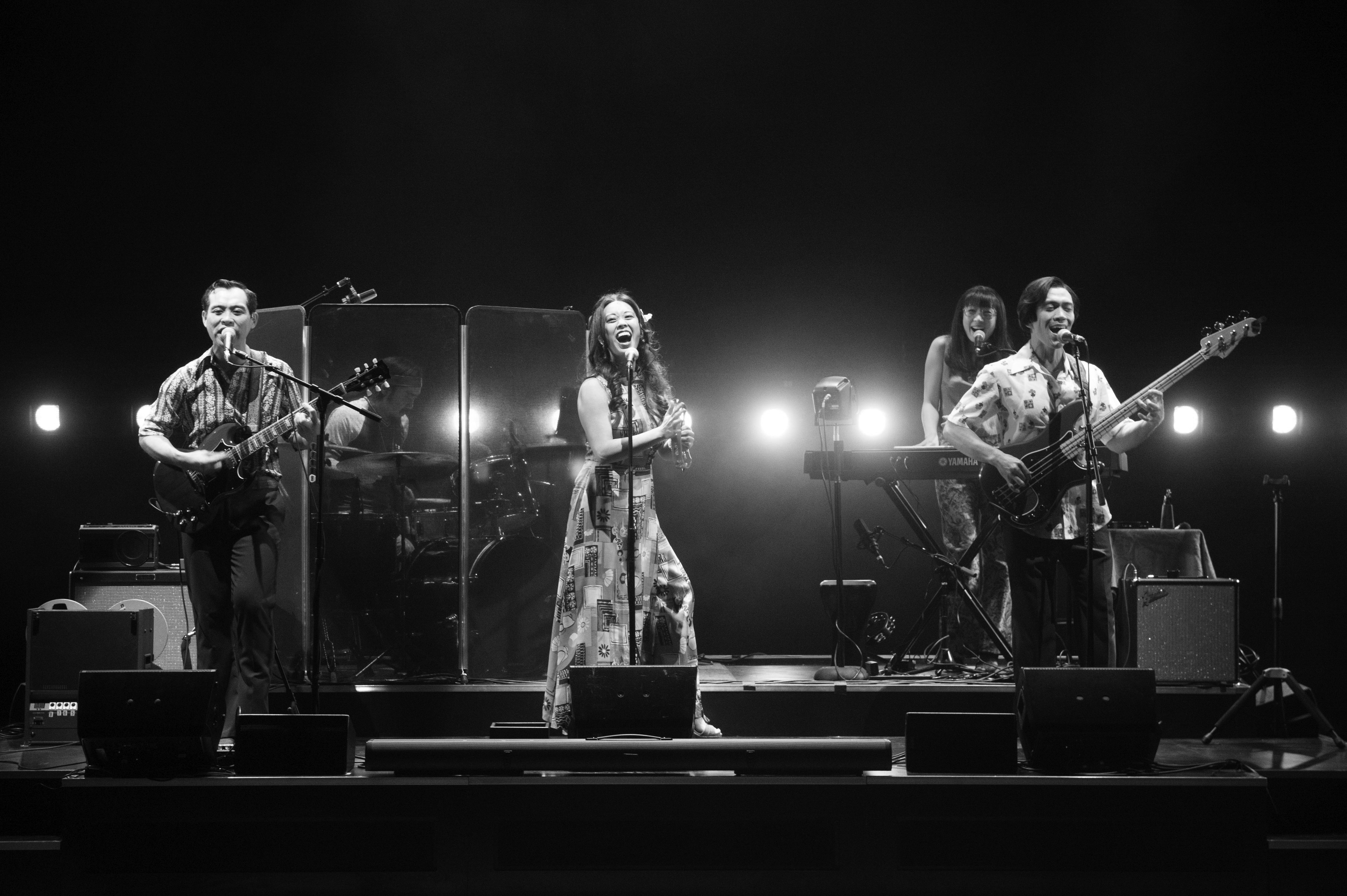 The cast of Cambodian Rock Band. Photo by Jenny Graham, Oregon Shakespeare Festival.