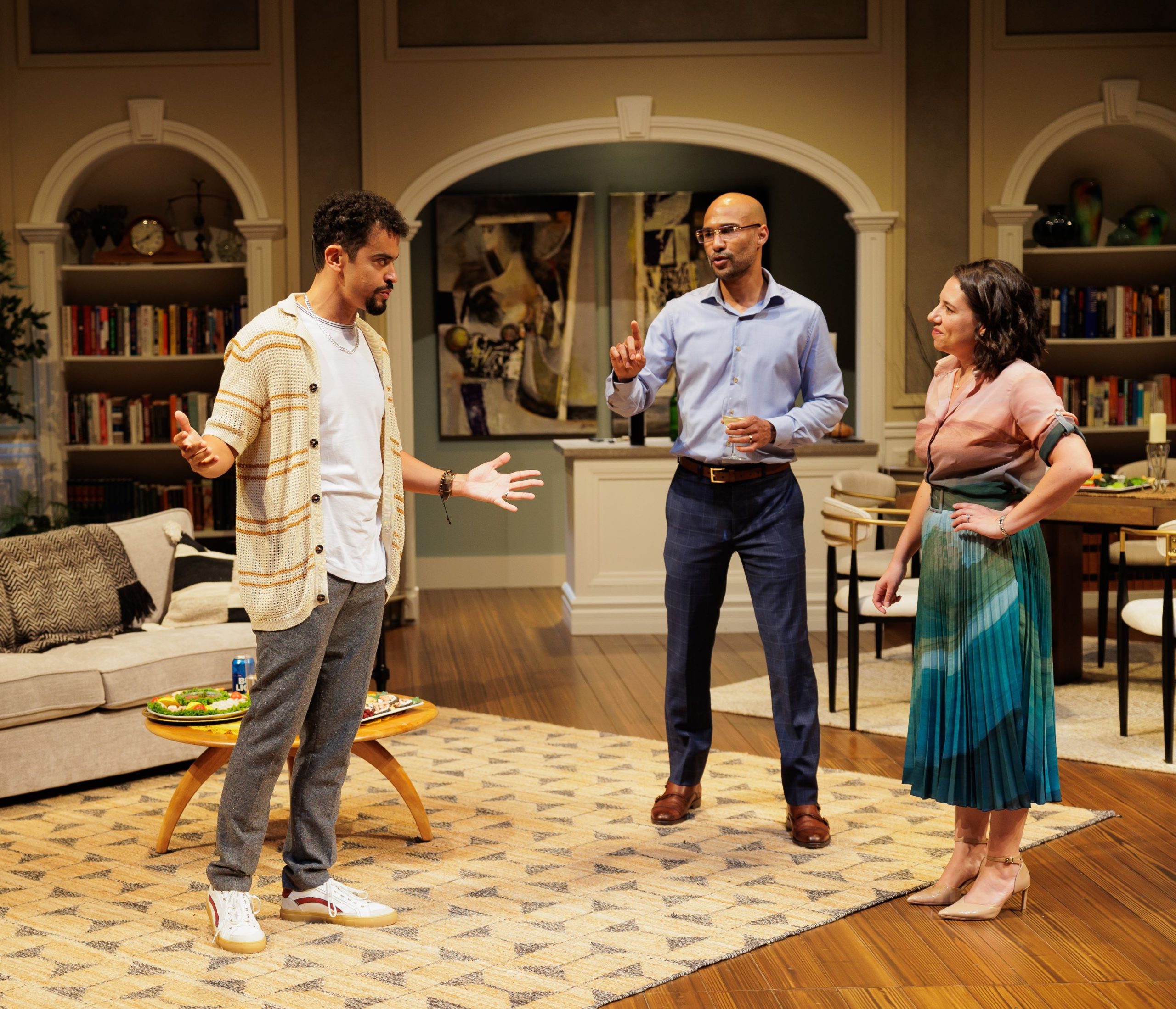 (L-R) Jorge Sánchez Díaz, Luis Vega and Ashley Alvarez in La Jolla Playhouse’s world premiere of DERECHO, by Noelle Viñas, directed by Delicia Turner Sonnenberg; photo by Rich Soublet II.