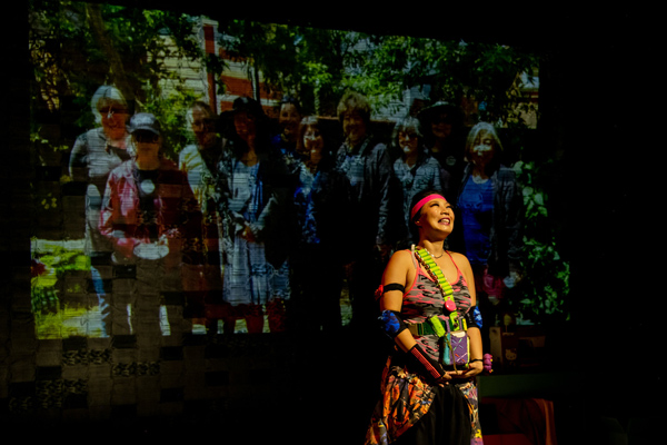 Kristina Wong in La Jolla Playhouse’s production of KRISTINA WONG, SWEATSHOP OVERLORD