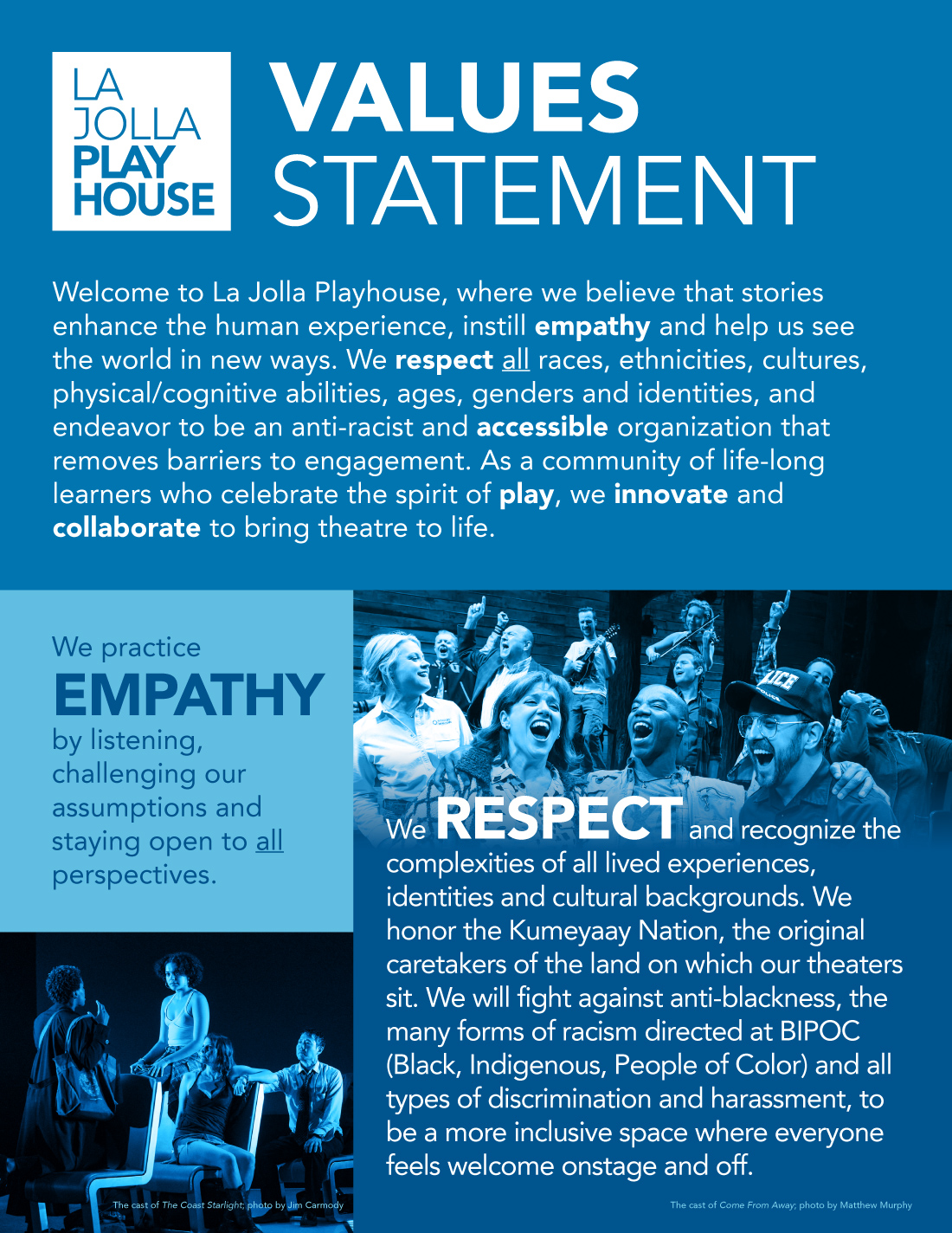 La Jolla Playhouse Values Statement page 1