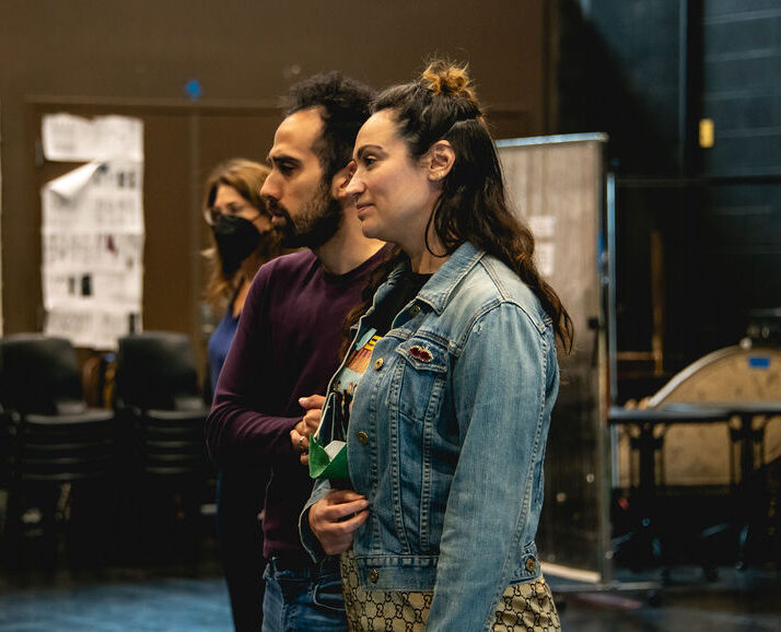 Eden Espinosa, right, with actors George Abud and Jacquelyn Ritz, rear, in rehearsal for “Lempicka, a New Musical” at La Jolla Playhouse (Jenna Selby)