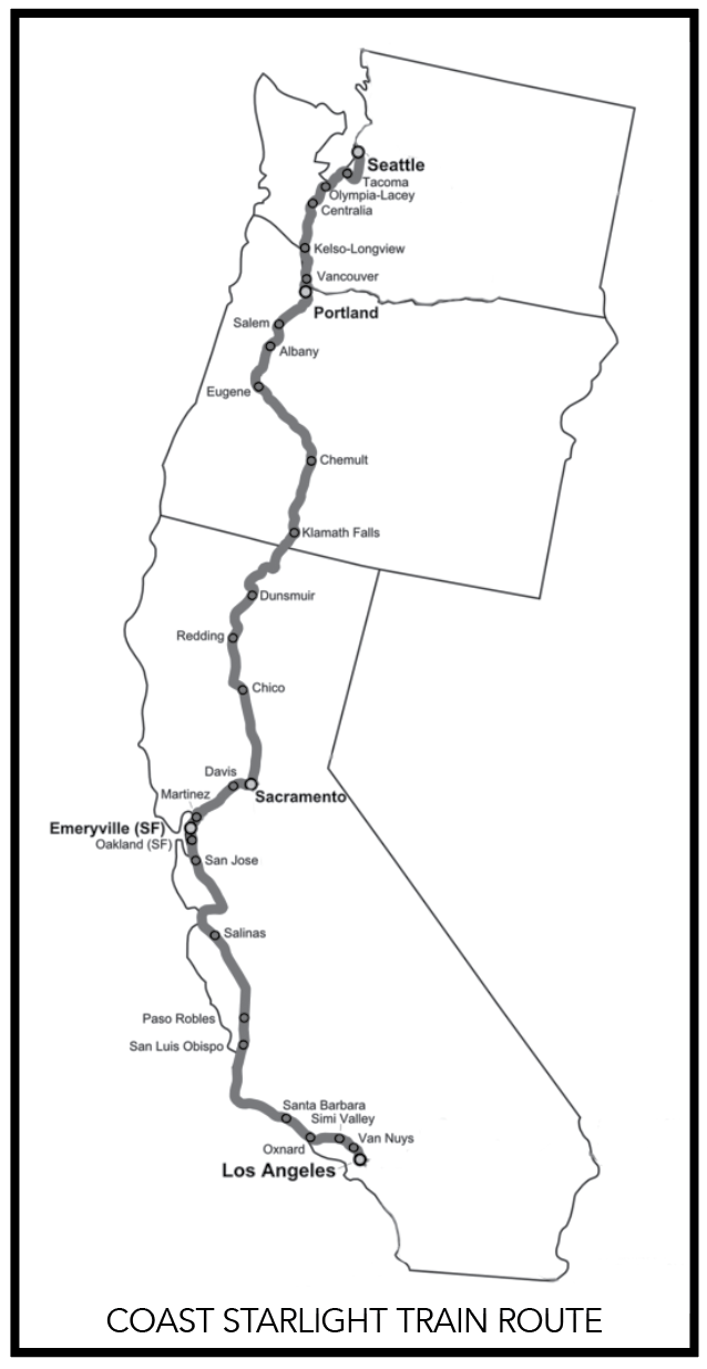 The Coast Starlight train route