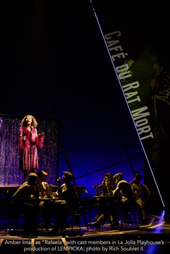 Amber Iman as “Rafaela” with cast members in La Jolla Playhouse’s production of LEMPICKA; photo by Rich Soublet II.
